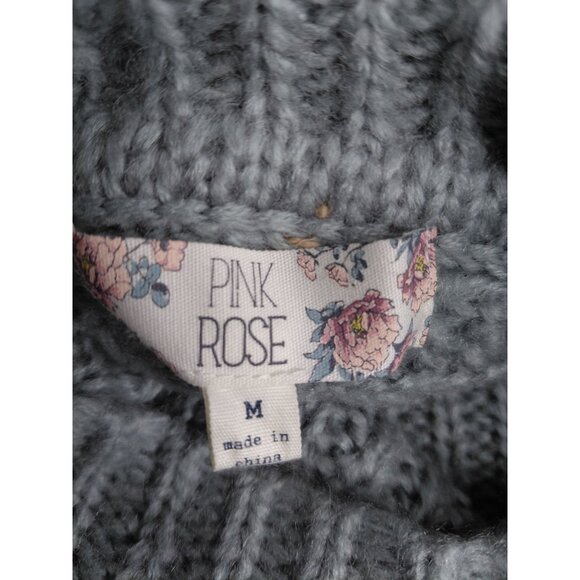 Pink Rose Womens M Gray Knit Cowl Neck Sweater Acrylic - Picture 4 of 8